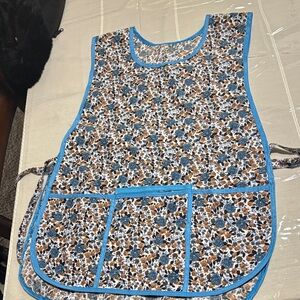 Floral Apron with Blue Trim 2 piece